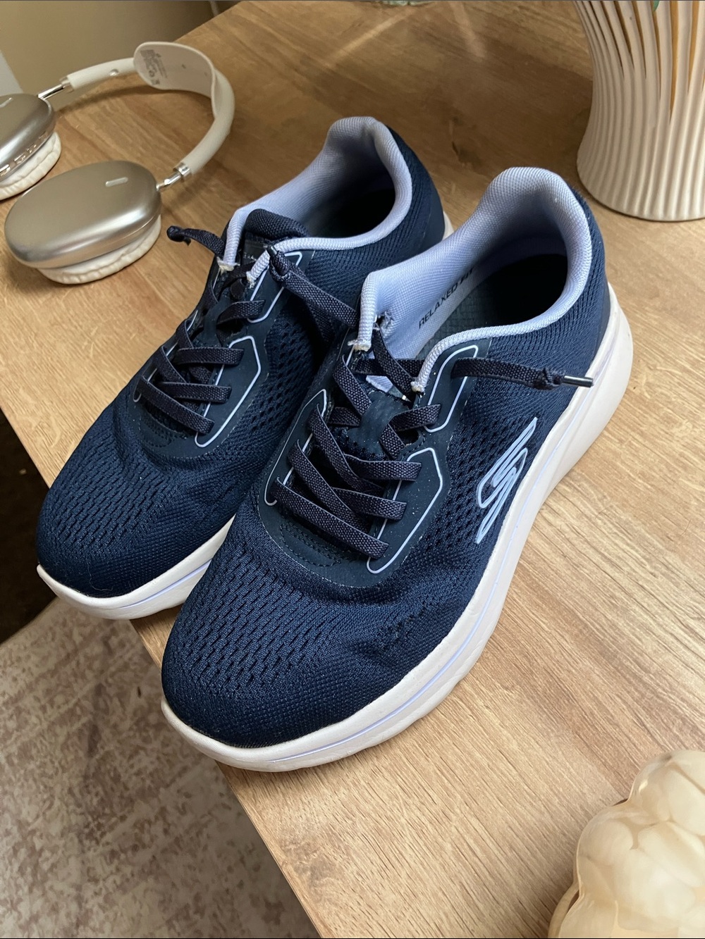 Skechers Men's Navy and White Slip-On Athletic Sneakers